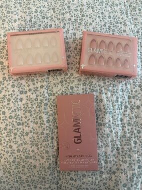 GLAMNETIC Adhesive Press-On Nail Tabs,Hailey Blush Pink and rock candy french